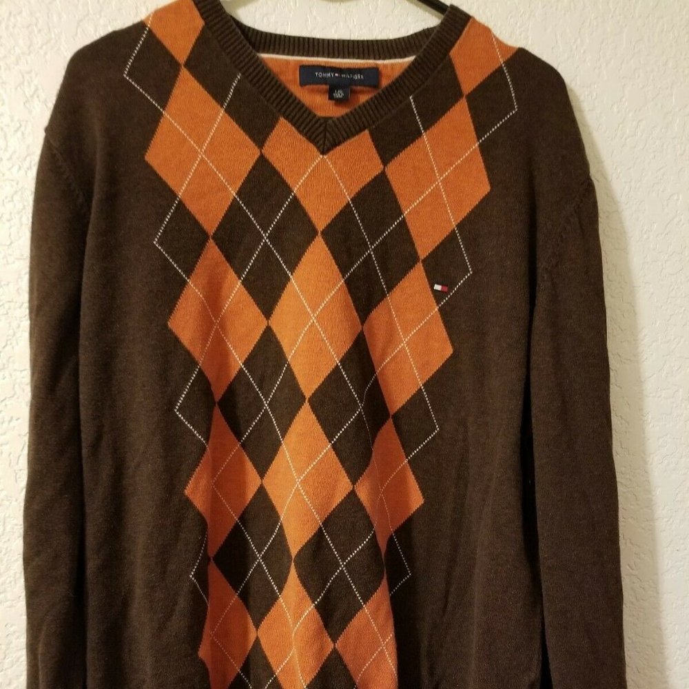 TOMMY HILFIGER Women's Cotton Argyle-front V-Neck